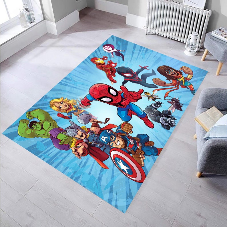 Alfombra Spiderman, alfombra fresca, alfombra de habitación para niños, alfombra de habitación para niños, alfombra para niños, alfombra de área, regalo para niños, alfombra antideslizante, alfombra de decoración del hogar, alfombras lavables, regalo para él imagen 1