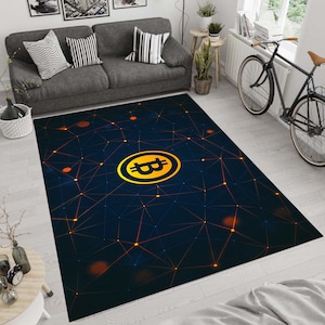 Bitcoin Rug, Area Rug, Modern Rug, Colorful Rug, Home Decor Rug, Bedroom Rug,3D Rug, Rugs for Living Room, Non slip Carpet, Decorative Rug