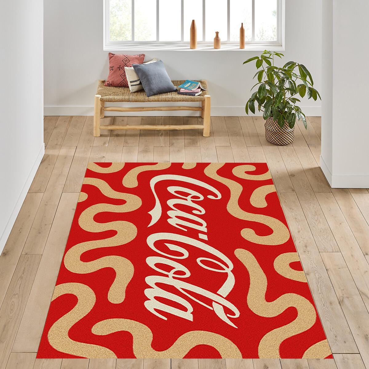Coca Cola Area Rug: Retro Coke Design, Non-slip - Etsy