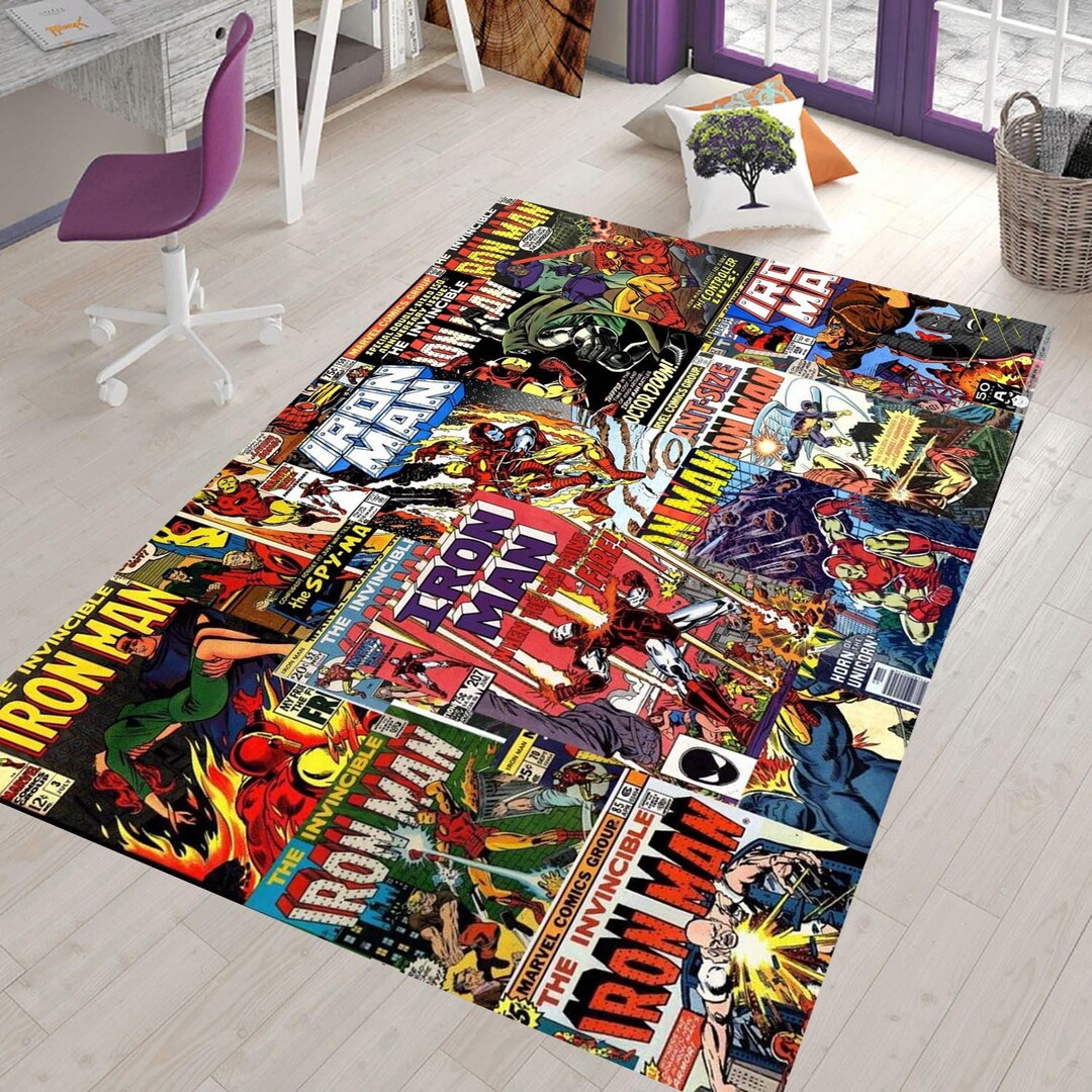 Iron-man Decor,iron Man Magazine Cover Rug,kids Room Rug,themed Rug ...