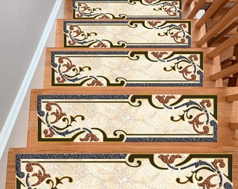 Non-Slip Stair Tread Rugs: Farmhouse Wood Step Mats