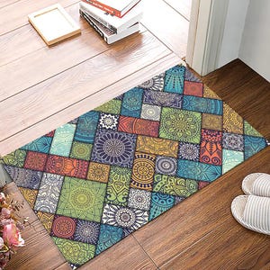Family Name Doormat, Welcome Doormat, Colorful Shapes Doormat, Engagement Gift, Custom Doormat, Wedding Gifts, Ruggable Mat