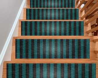 Alfombra antideslizante para escaleras con diseño de líneas azules