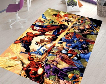 Alfombra Capitán América, Alfombra Spiderman, Alfombra Thor, Alfombra de habitación para niños, Alfombra temática, Alfombra para sala de estar, Alfombra de área, Alfombra antideslizante, Alfombra para niños, Alfombra de decoración para niños