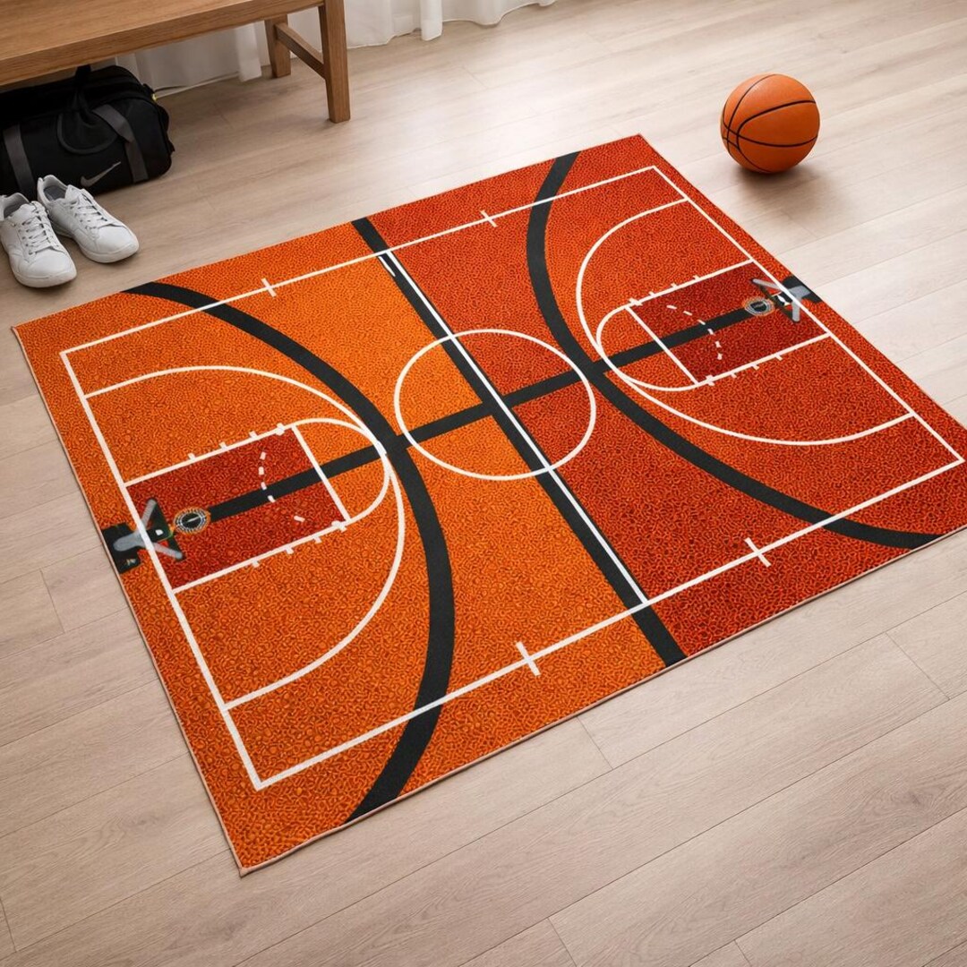 Basketball 3 Point Line Rug Basketball Court Rug: Minimalist Sports Area Rug, Washable - Etsy