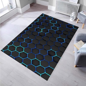 Gamer Rug, Neon Rug, Abstract Rug, Rugs For Living Room, 3D Wall, Game Room Rug, Modern Rug, Design Rug, Washable Rug,Non-Slip Rug