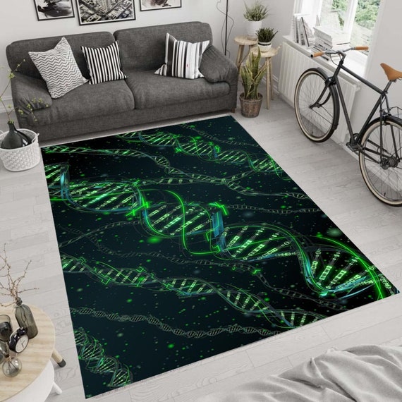 DNAラグ：モダンな抽象画の滑り止めラグ - Etsy 日本