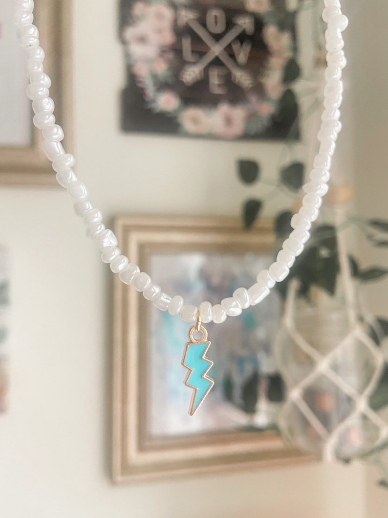 Lightning Bolt Seed Bead Necklace Etsy