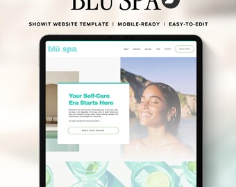 Websitesjabloon Blu Spa Showit: ontwerp voor wellness en schoonheidsspecialiste (digitale download)