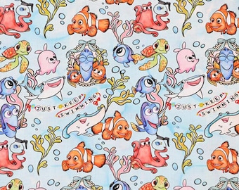 Disney Pixar Findet Nemo Stoff, 100% Baumwolle Disney Cartoon Print (Halbe Meter)
