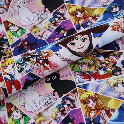Japanese Anime Fabric Cartoon Fabric Cotton Fabric By The Etsy