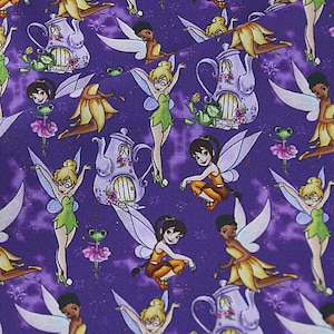 Disney's Tinker Bell Fabric, Fairy Peter Pan Fabric Cartoon Anime Cotton Fabric By The 45cm