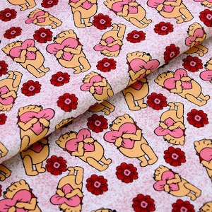 Winnie the Pooh Fabric Pooh Bear Valentine&#39;s Cartoon Anime Cotton Fabric By The Half Yard