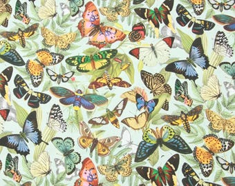 Vintage Butterfly Fabric, Cartoon Anime Print, Sold by Half-Yard