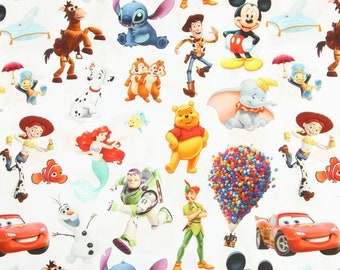 Cartoon Mix Stoff Micky Minnie Maus Toy Story Auto Dumbo Stitch Up Cartoon Anime Baumwollstoff Halbe Meter