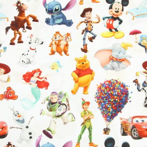Cartoon Mix Fabric Mickey Minnie Mouse Toy Story Car Dumbo Stitch Up Cartoon Anime Cotton Fabric By The 45CM