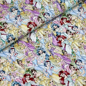 Princess Fabric Cinderella Ariel Snow White Cartoon Anime Cotton Fabric By The Half Yard