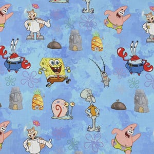 SpongeBob SquarePants Fabric SpongeBob Patrick Cartoon Anime Cotton Fabric By The Half Yard