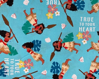 Moana Fabric Disney Fabric Princess Fabric Cartoon Anime Cotton Fabric By The Half Yard