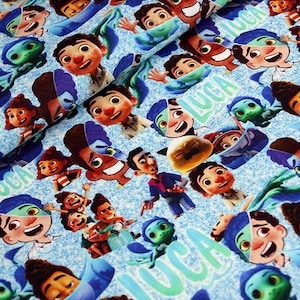 Tkanina bawełniana Disney's Luca Fabric Cartoon Anime na pół metra
