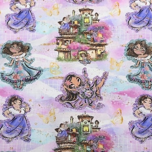 Encanto Fabric Madrigal Family Fabric Cartoon Anime Cotton Fabric By The Half Yard