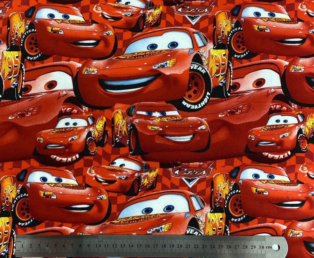 Disney's Cars Fabric Lightning Mcqueen Fabric Cartoon Anime Cotton Fabric by the Half Meter Etsy