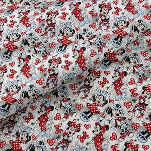Mickey Minnie Mouse Fabric Disney Cartoon Anime Cotton Fabric By The Half Meter