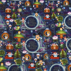 Disney Main Street Electrical Parade Fabric Cartoon Anime Cotton Fabric By The Half Yard