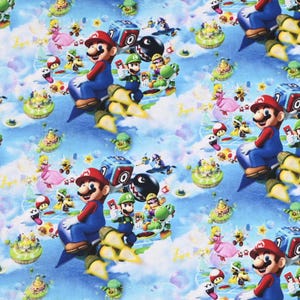 Super Mario Fabric Mario Video Game Japanese Cartoon Anime Cotton Fabric By The Half Yard