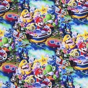 Super Mario Fabric Mario Video Game Japanese Cartoon Anime Cotton Fabric By The Half Yard