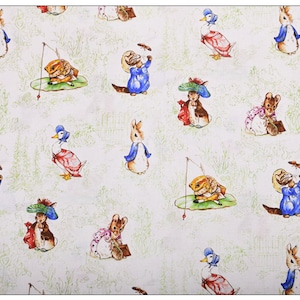 Peter Rabbit Fabric Beatrix Potter Fabric Cartoon Anime Cotton Fabric By The Half Yard