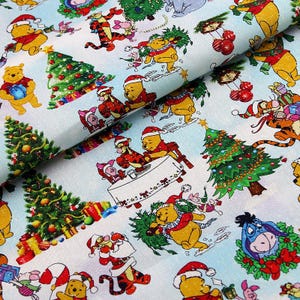 Winnie the Pooh Fabric Pooh Bear Eeyore Tigger Piglet Cartoon Anime Cotton Fabric By The Half Meter