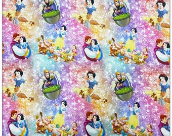 Snow White Print Fabric Cartoon Anime Cotton Fabric By The Half Yard