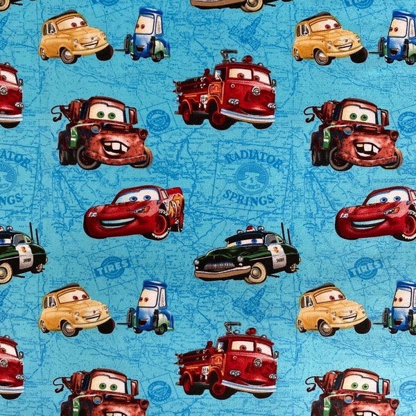 Autos Stoff Lightning McQueen Stoff Cartoon Anime Baumwollstoff um den halben Meter