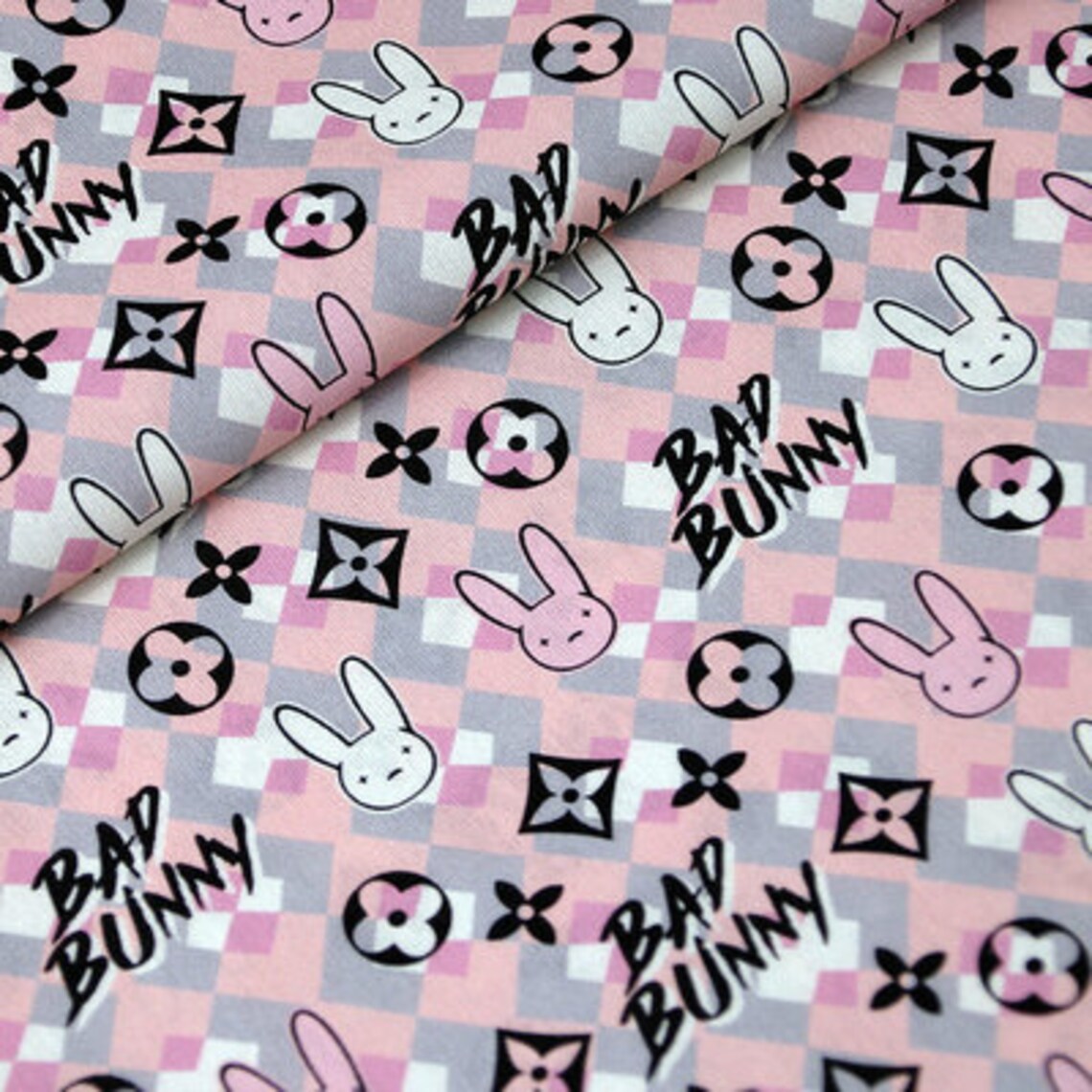 Bad Bunny Fabric Cartoon Anime Cotton Fabric by the Half Meter Etsy