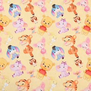 Winnie the Pooh Fabric Pooh Bear Eeyore Tigger Piglet Cartoon Anime Cotton Fabric By The Half Yard