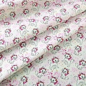 Marie Cat  Fabric Aristocats Pink White-Furred Kitten Fabric Valentine's Fabric Cartoon Anime Cotton Fabric By The Half Meter