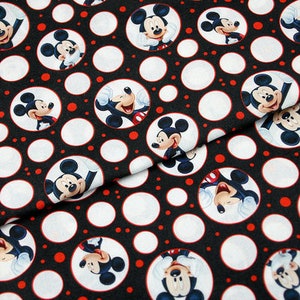 Mickey Minnie Mouse Fabric Disney Cartoon Anime Cotton Fabric By The Half Meter