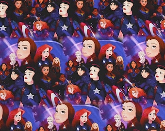 Tela de algodón de princesas Disney de dibujos animados de anime por media yarda