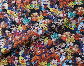 Sun Wukong Fabric Japanese Cartoon Anime Cotton Fabric By The Half Meter