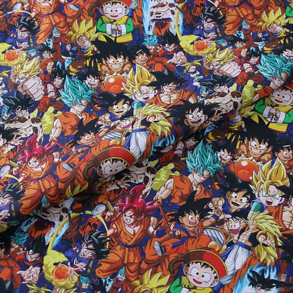 Sun Wukong Fabric Japanese Cartoon Anime Cotton Fabric By The Half Meter