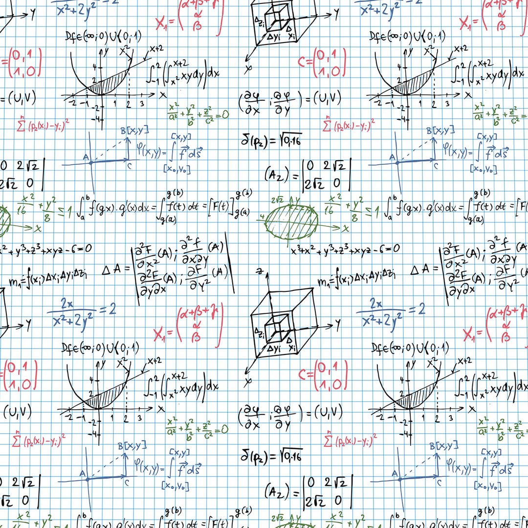 Math Equation Grid Notebook Fabric College Calculus Formula Graph Print ...