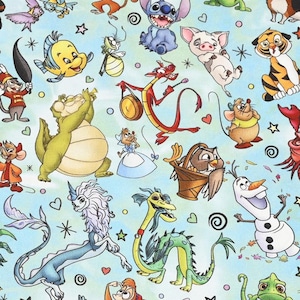 Disney Classic Charaktere Stoff Disney Tierfiguren Stoff Cartoon Anime Baumwollstoff Halbe Meter