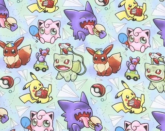 Pokemon Fabric Cartoon Anime Cotton Fabric By The Half Yard