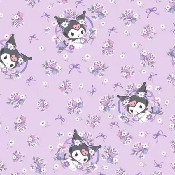 Tela Kuromi de algodón de anime de dibujos animados por media yarda