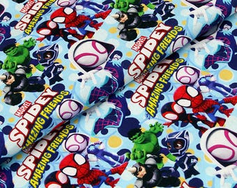 Marvel Comics Spidey und seine fantastischen Freunde Baumwollstoff Halbmeter