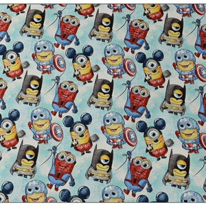 Minionki Tkanina Minionki Duże Oczy Bawełniana Tkanina Anime 45 cm