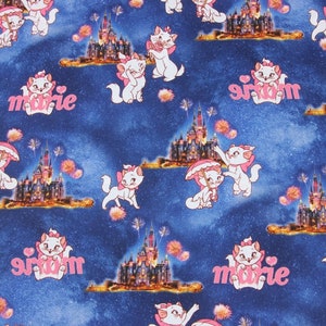 Marie Cat  Fabric Aristocats Pink White-Furred Kitten Fabric Cartoon Anime Cotton Fabric By The 45cm