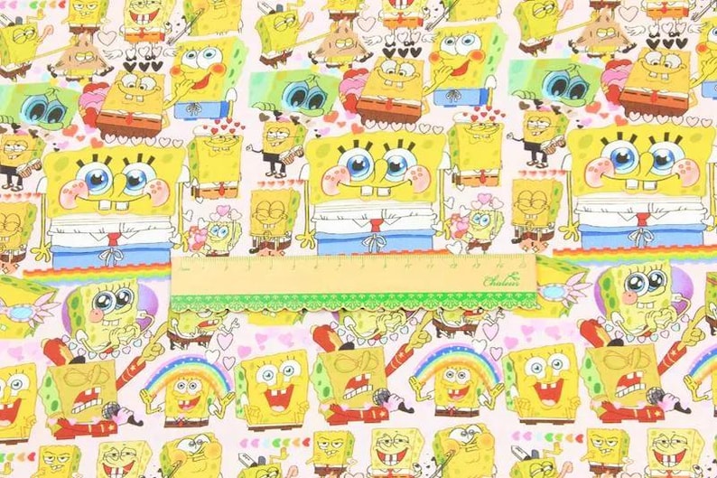 Spongebob Squarepants Fabric, Cartoon Anime Print, Sold by Half-yard - Etsy