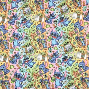 Stitch Fabric Blue Koala Baby Yoda Grogu Cartoon Anime Cotton Fabric By The Half Meter